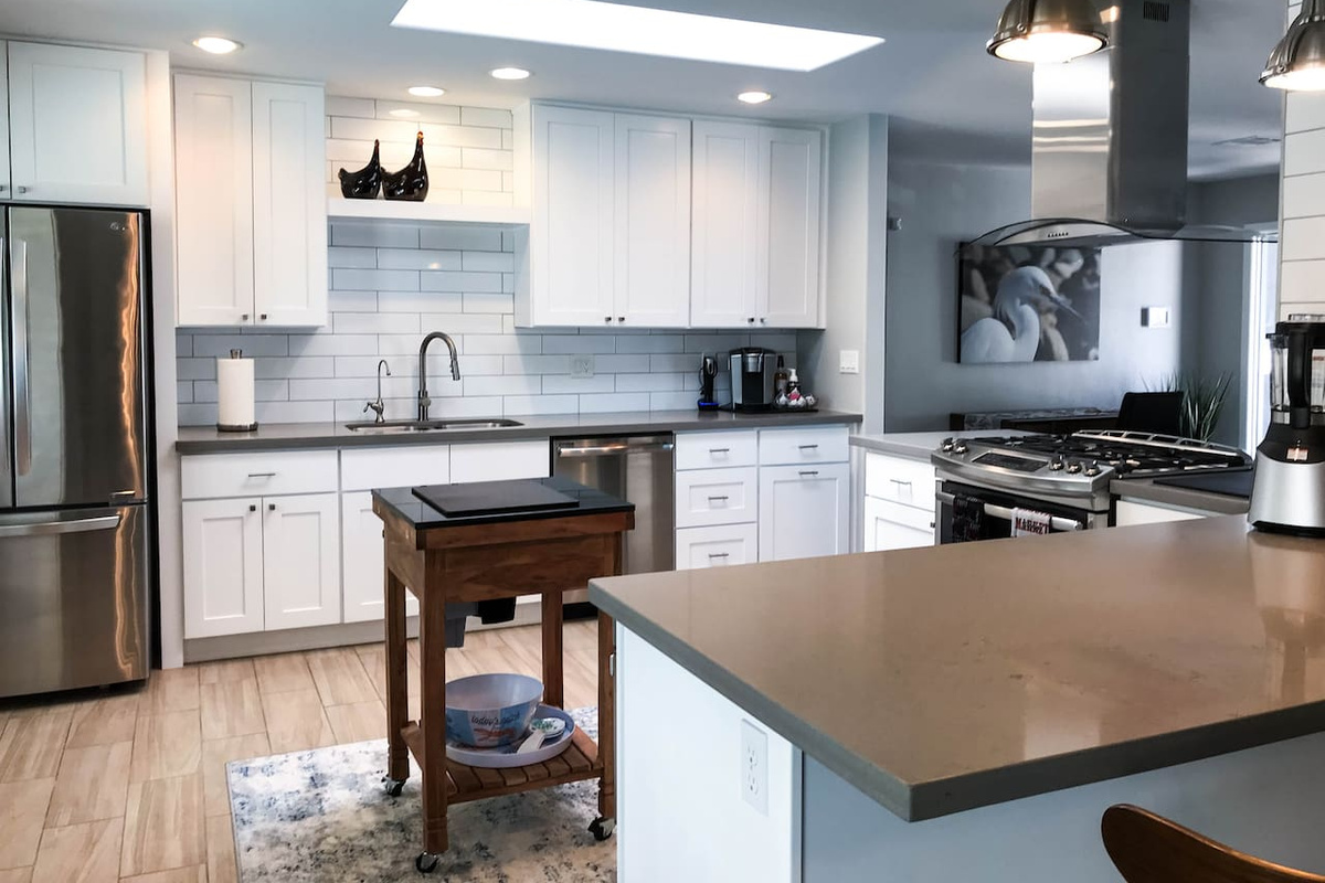 Kitchen opens to the living room