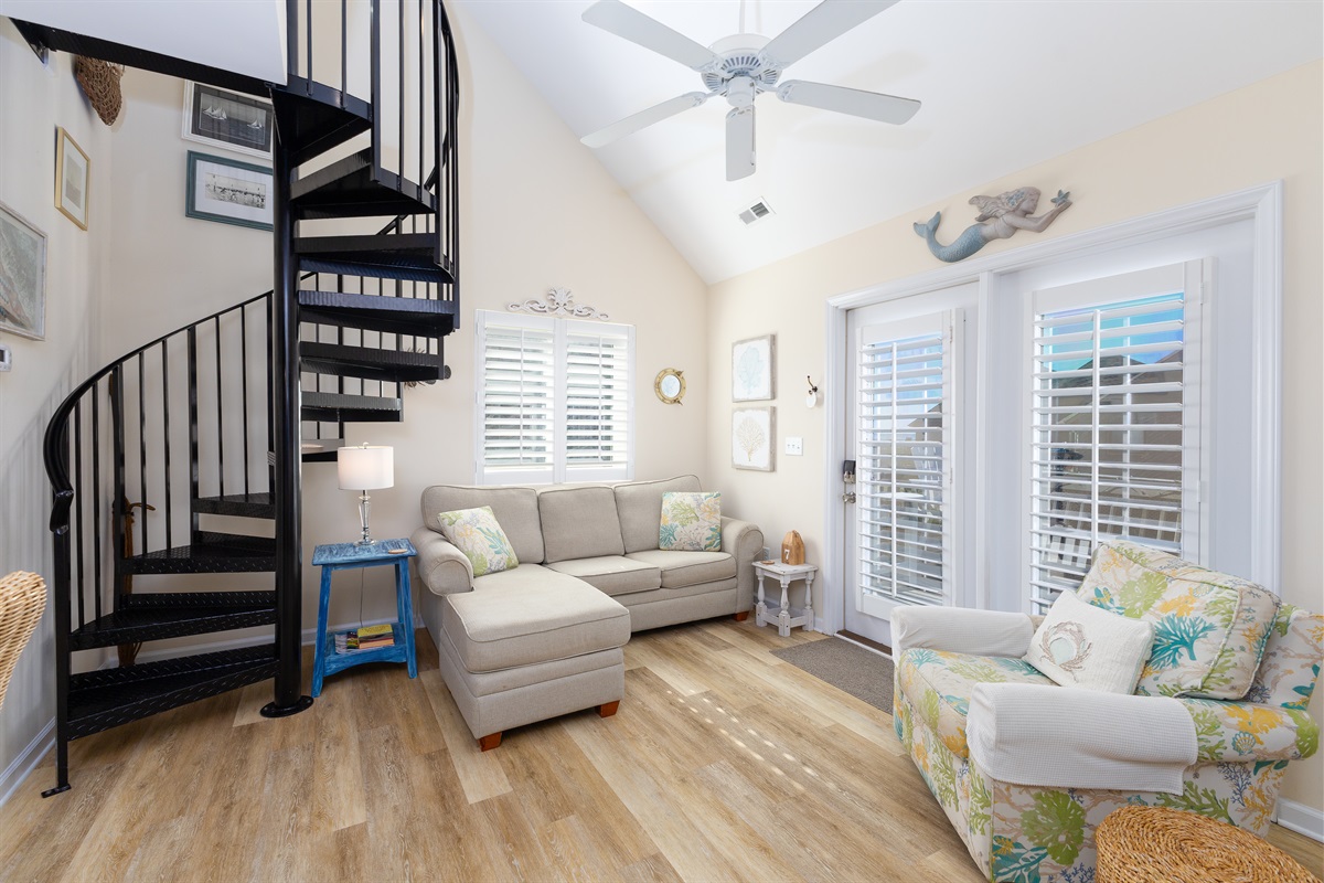 Cozy and bright living room setup