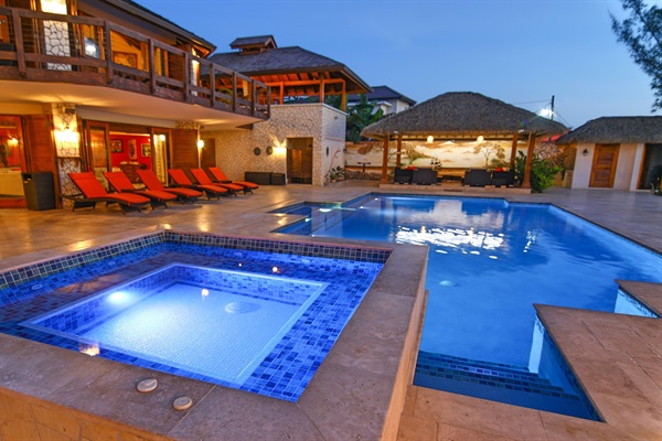 Jacuzzi and Pool At Dusk