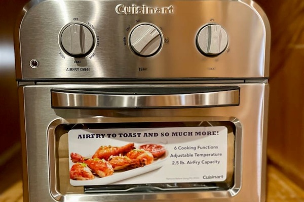 Kitchenette includes a new cuisinart air fryer n toaster oven.