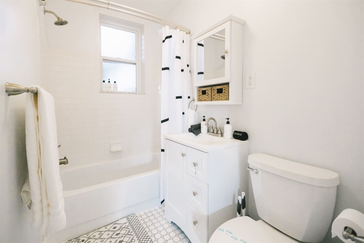 Refresh, relax, and rejuvenate in our beautifully appointed bathroom.