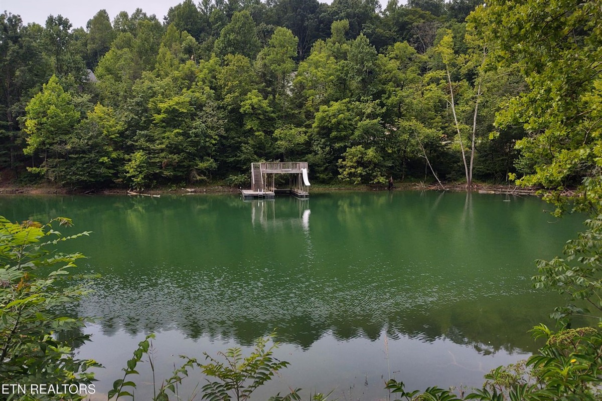 Lagoon like almost private swimming area with dock