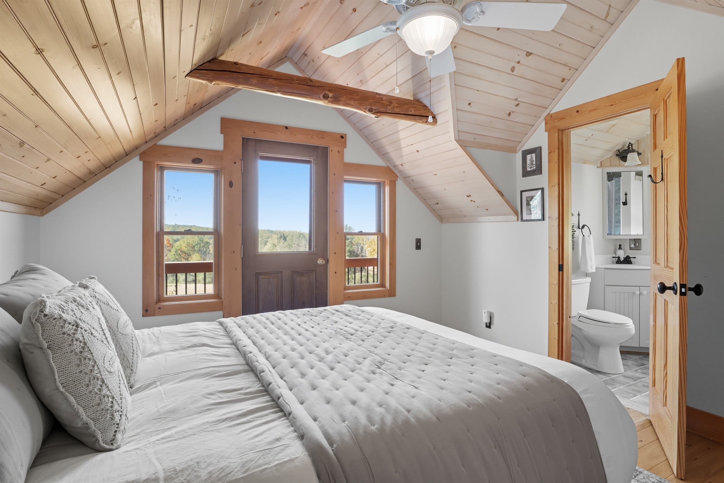 Bedroom 2, Upstairs cozy queen room with ensuite bathroom. 