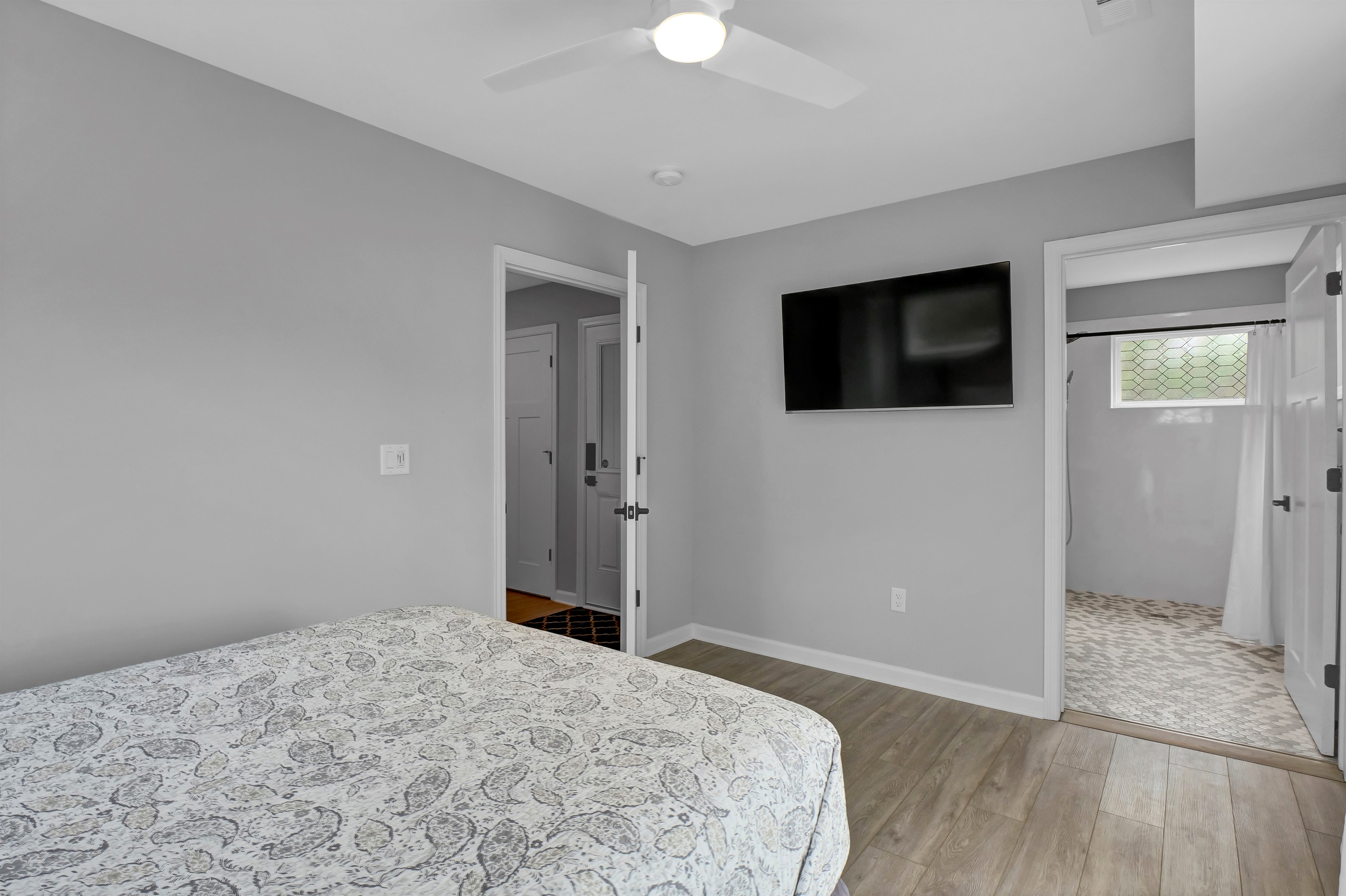 Stay cool with a ceiling fan while enjoying your favorite shows on TV