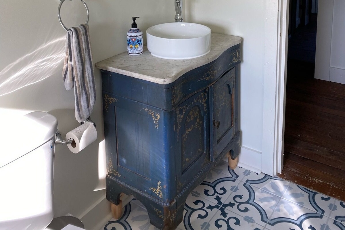 Bathroom 2, sink on antique chest