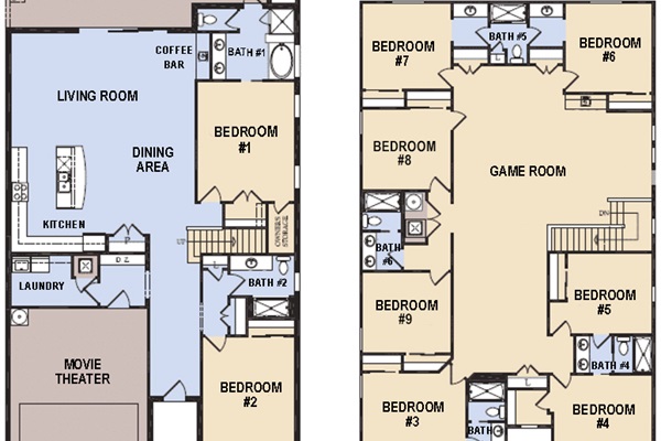 Floor Plan - A Wand And A Wish (The following bedrooms and bathrooms are labeled per this plan.)