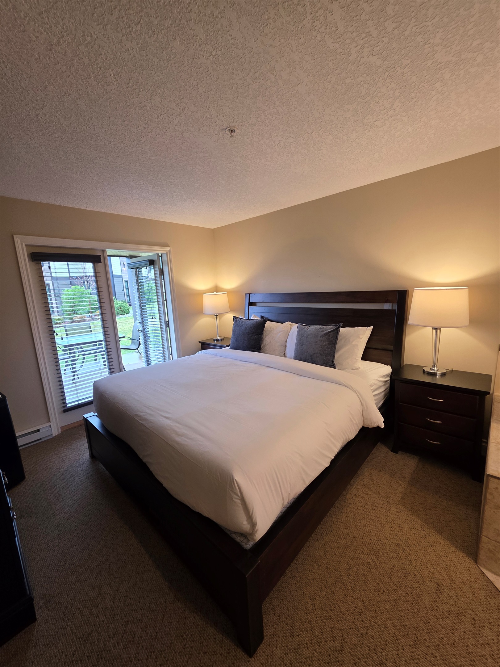 Unit A. Double glass doors leading to private patio right off bedroom. Note all the natural light.