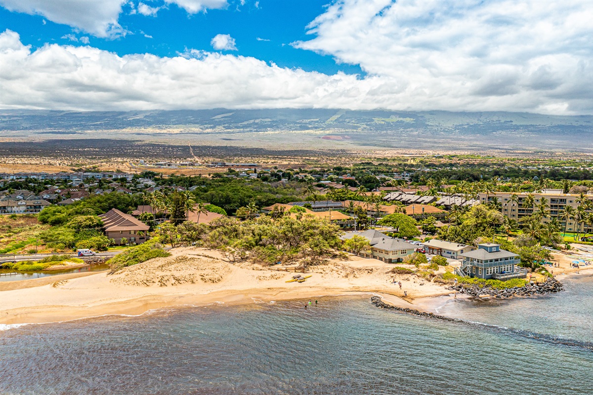 Right across from this beautiful golden beach