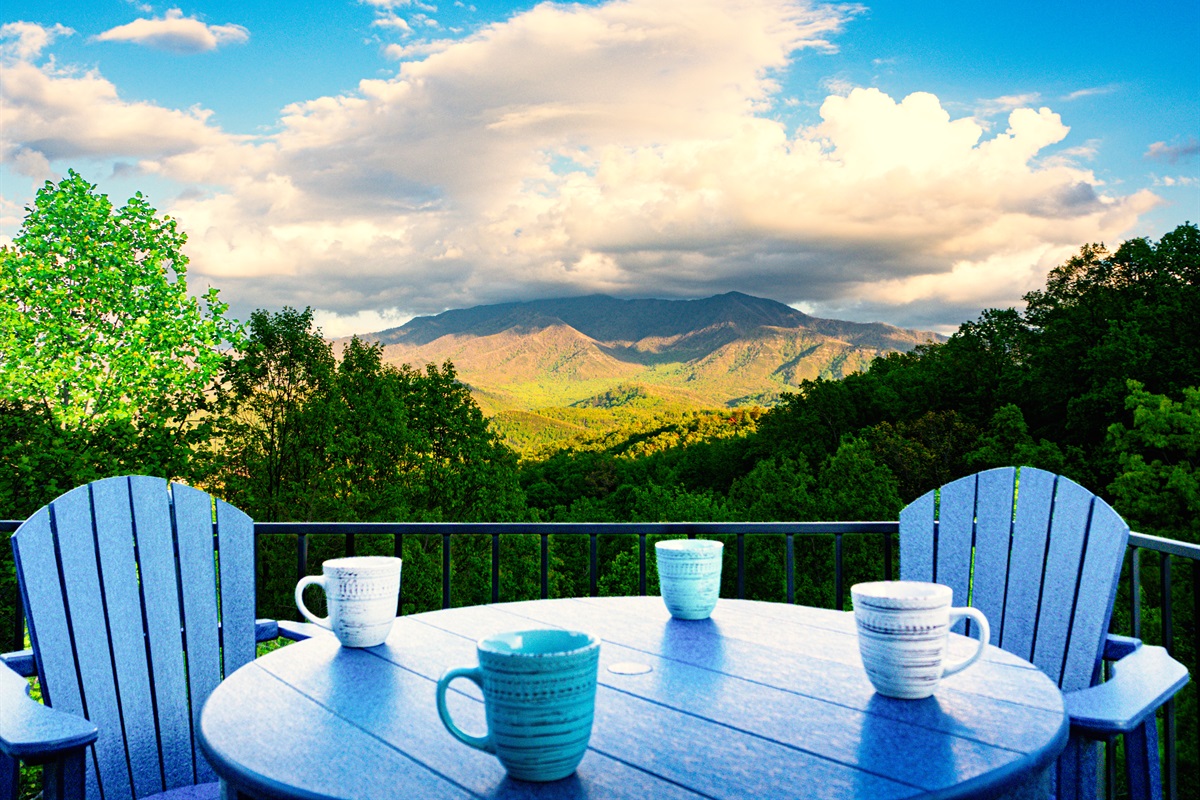 Morning coffee on the deck with an incredible view!