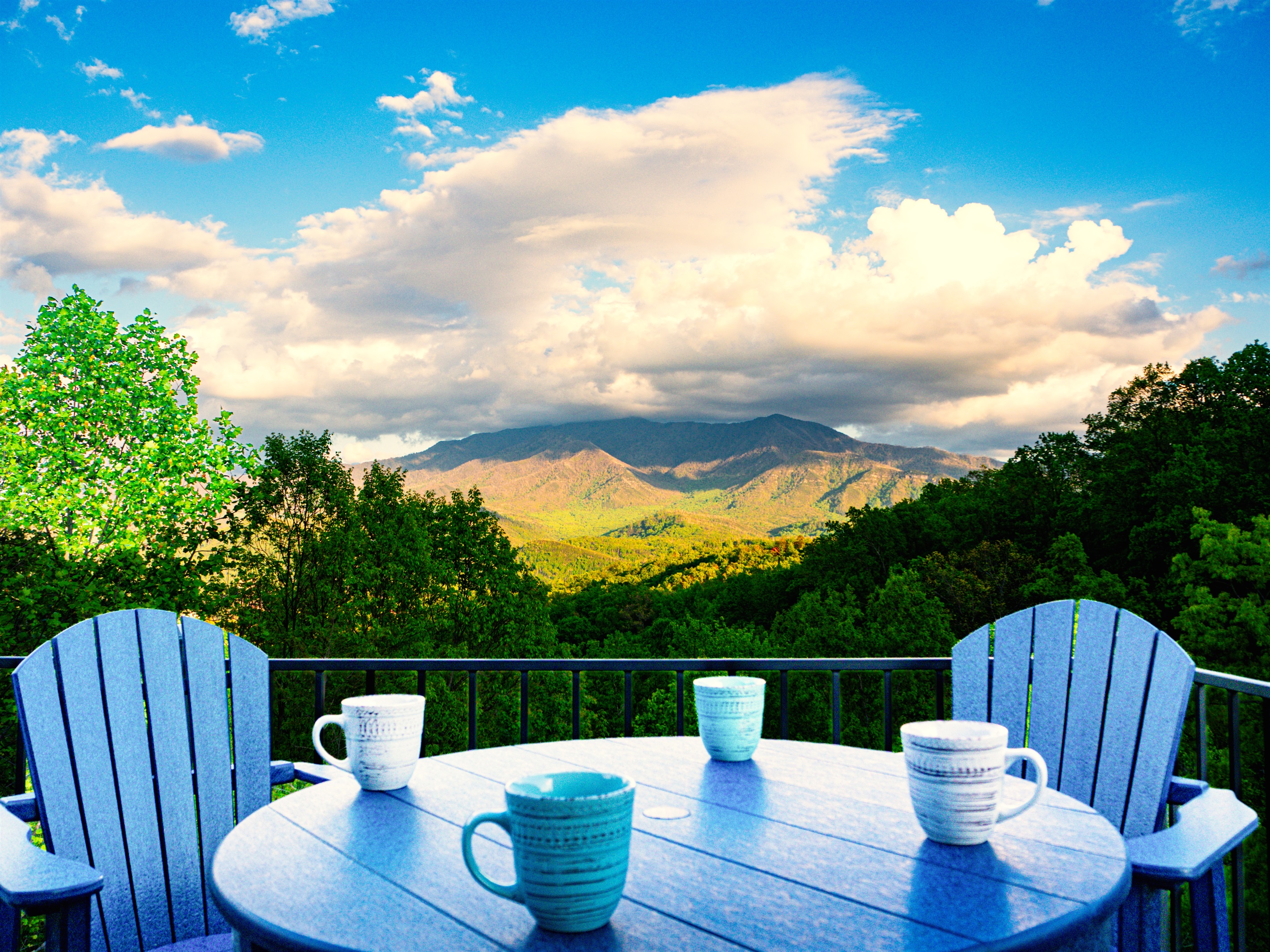 Morning coffee on the deck with an incredible view!