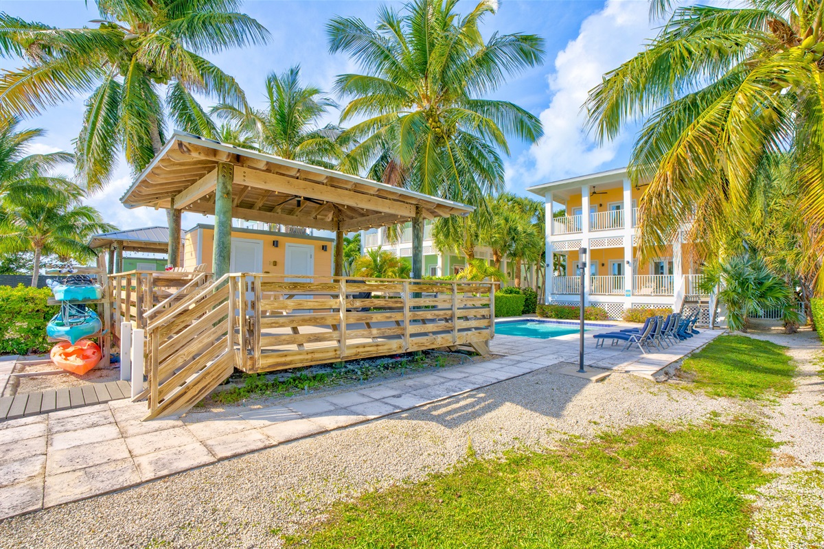 This house has a unique cabana with a restroom, something you won't find at other vacation rental houses.