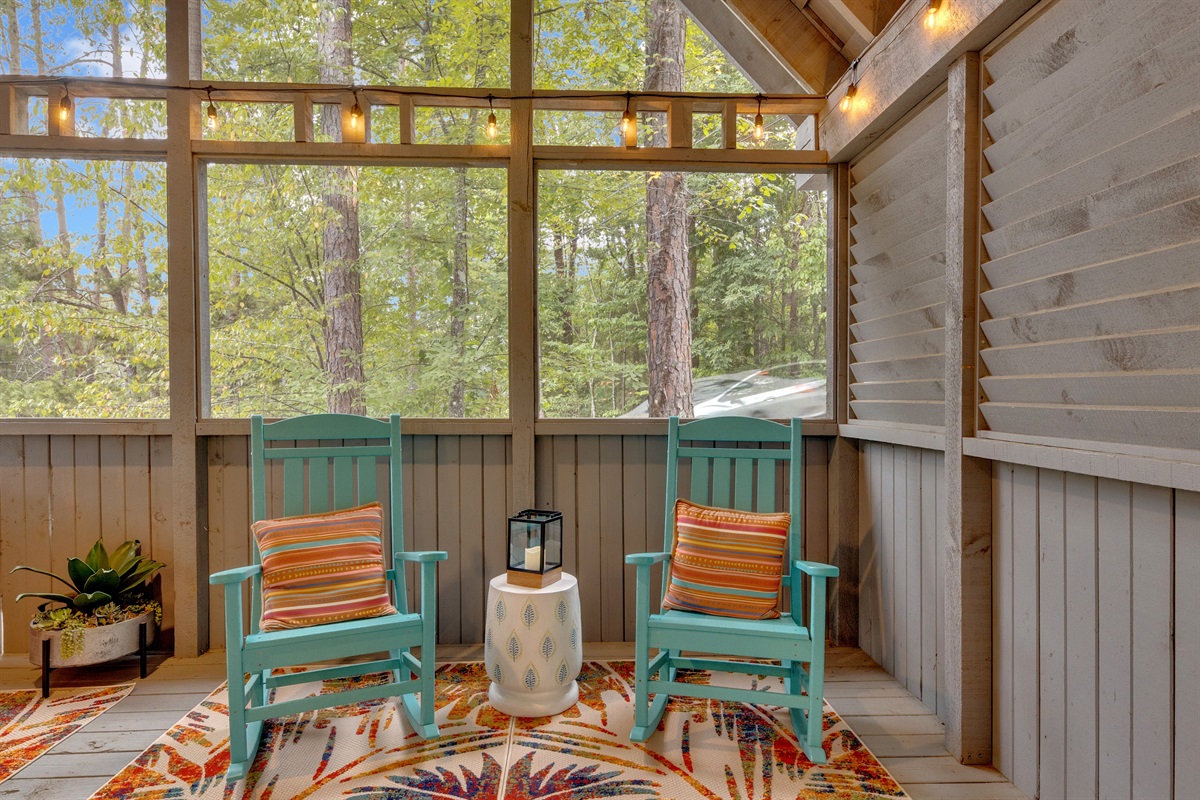 A pair of rocking chairs inviting you to relax