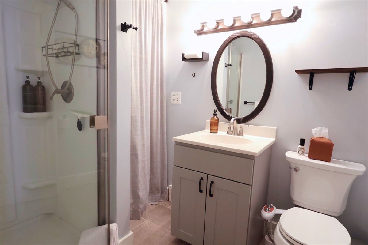 Main Floor Bath. Stocked with bath linens, soaps, toilet paper