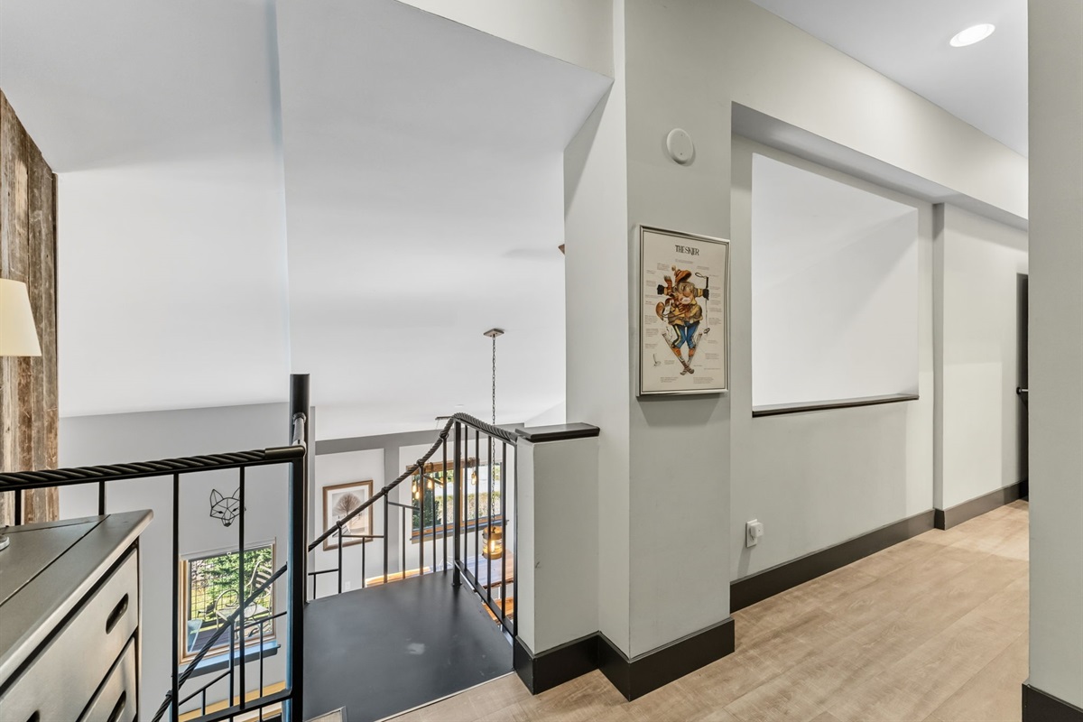 Second level staircase, half wall overlook