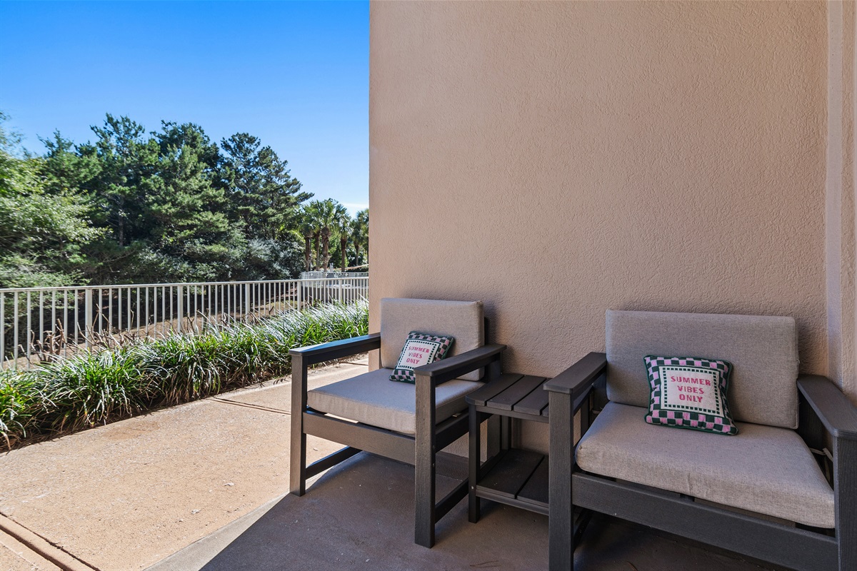 Covered Patio with comfortable seating