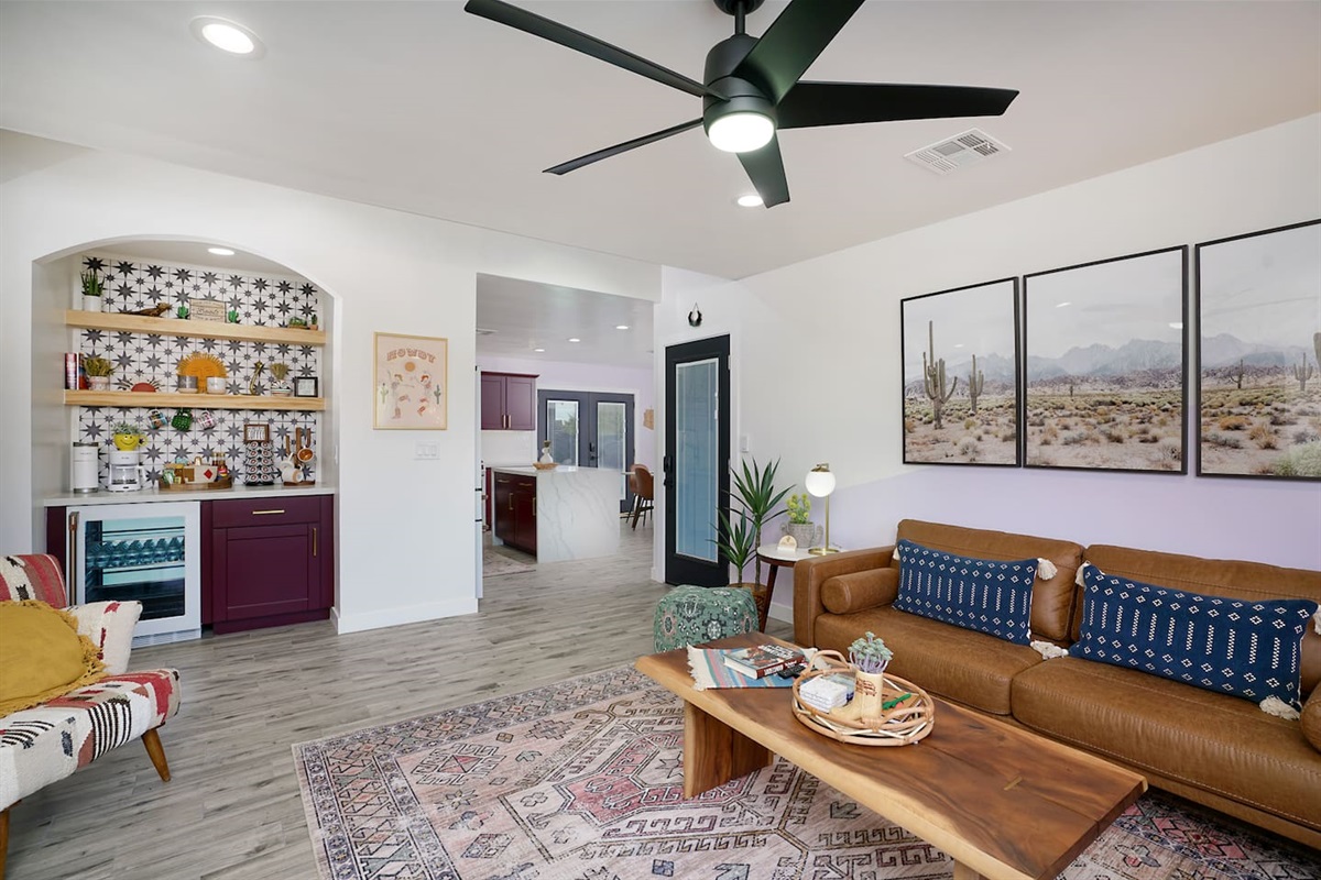 Open layout to be in different rooms, yet still be all together.