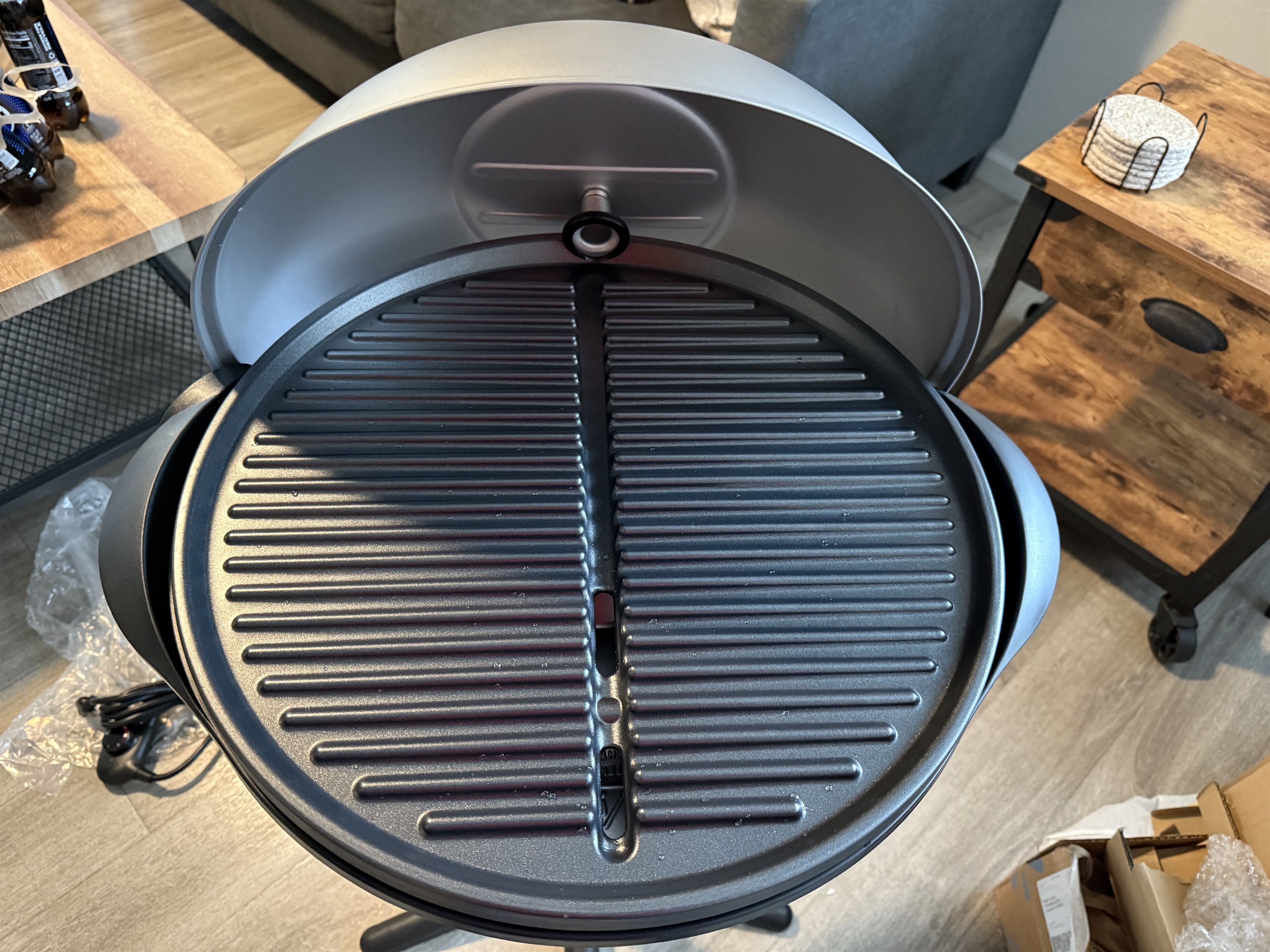 Electric grille on outdoor deck