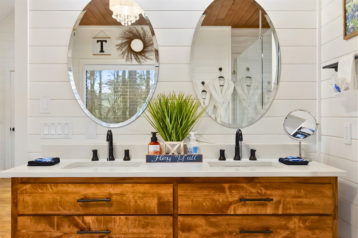 Elegant fixtures and serene tones combine to create a bath time experience that feels both luxurious and relaxing.