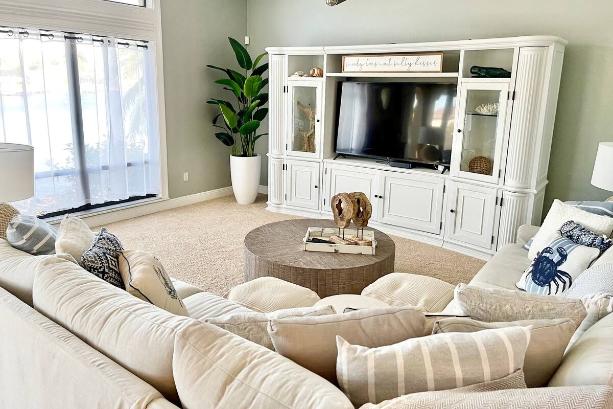 Room to relax with big-screen TVs inside and out