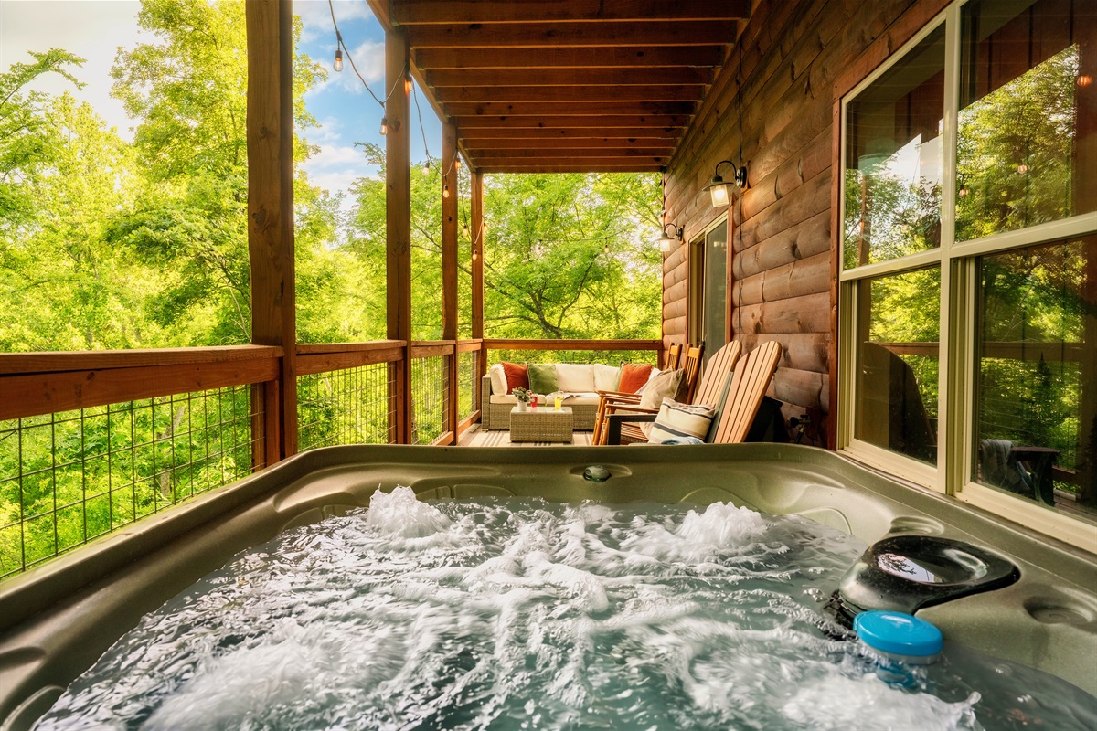 End the day with a warm soak under the stars