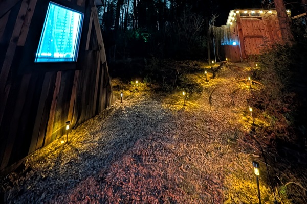 Pathway to the bath house in the dark