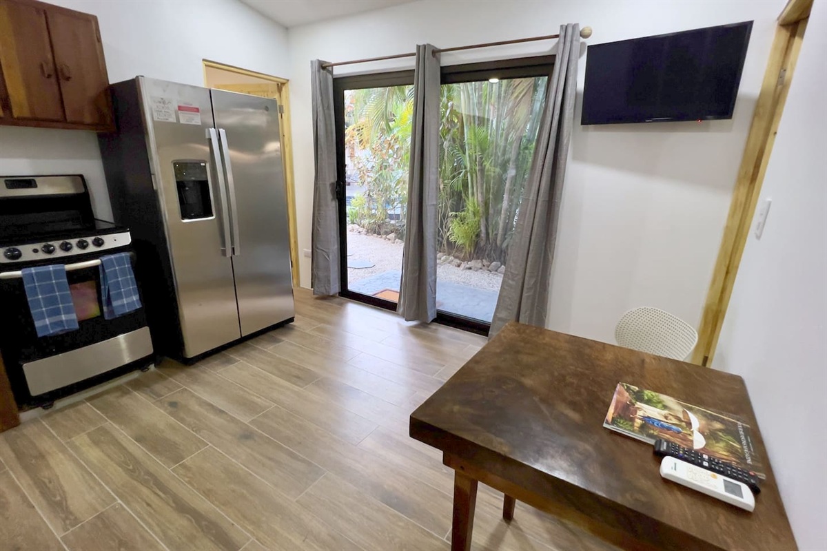 Living room looks out onto the garden.