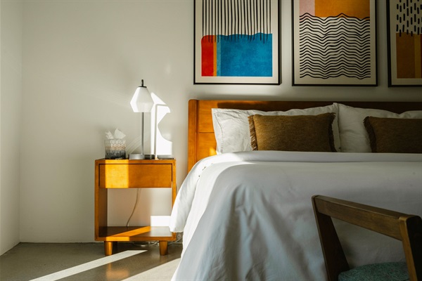 Large primary bedroom with Smart TV