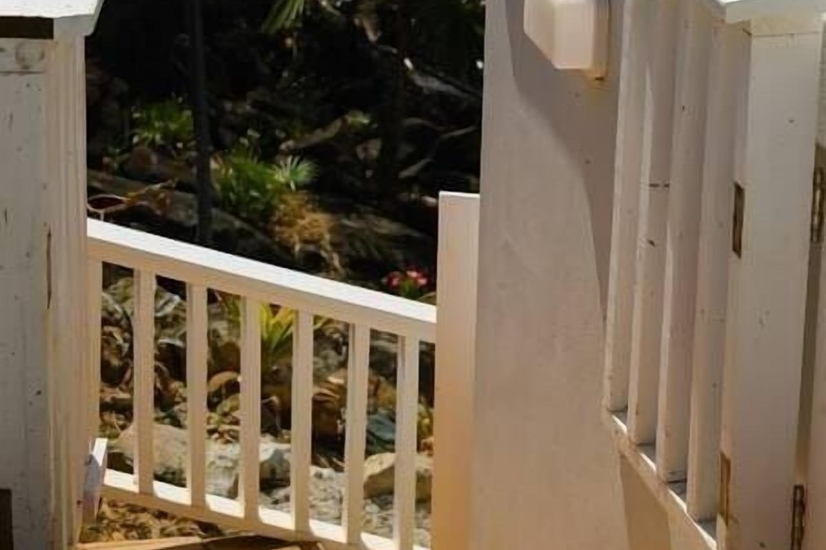 The stairs that lead down to the studio space.