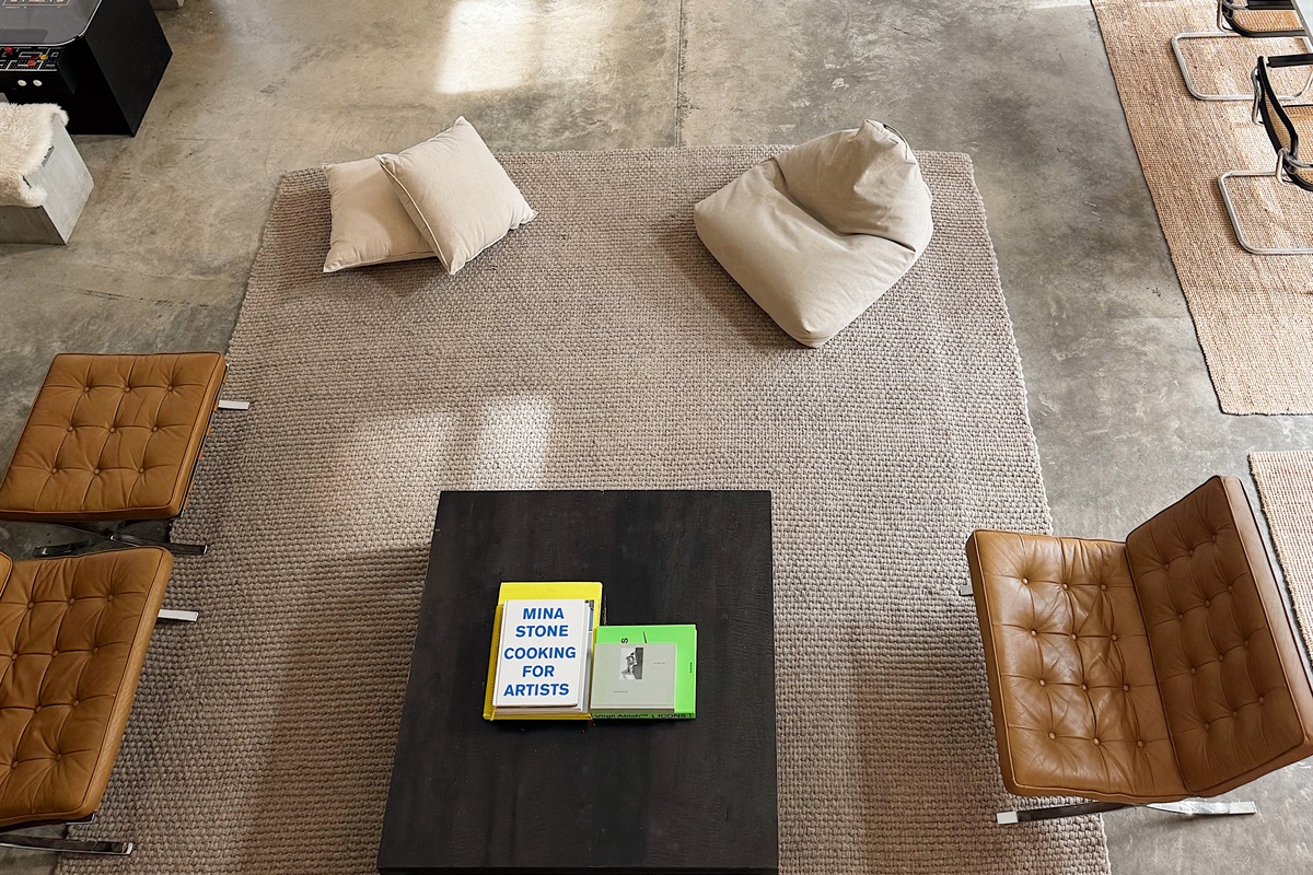 The living area, as viewed from the upstairs bedroom.