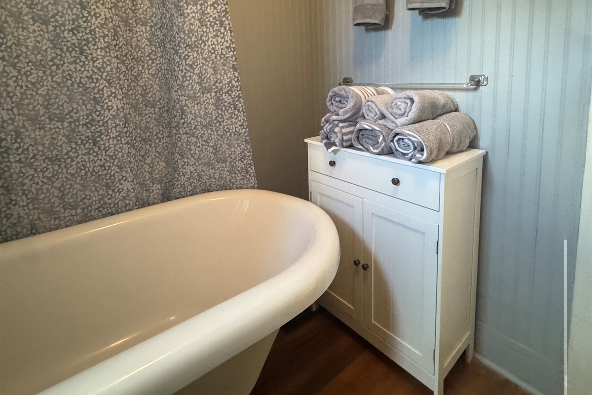 2nd floor bathroom with clawfoot tub/shower