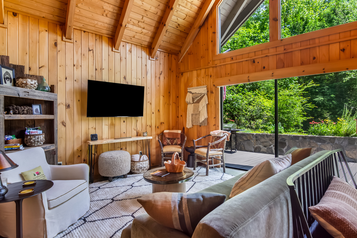 Living room with large smart TV