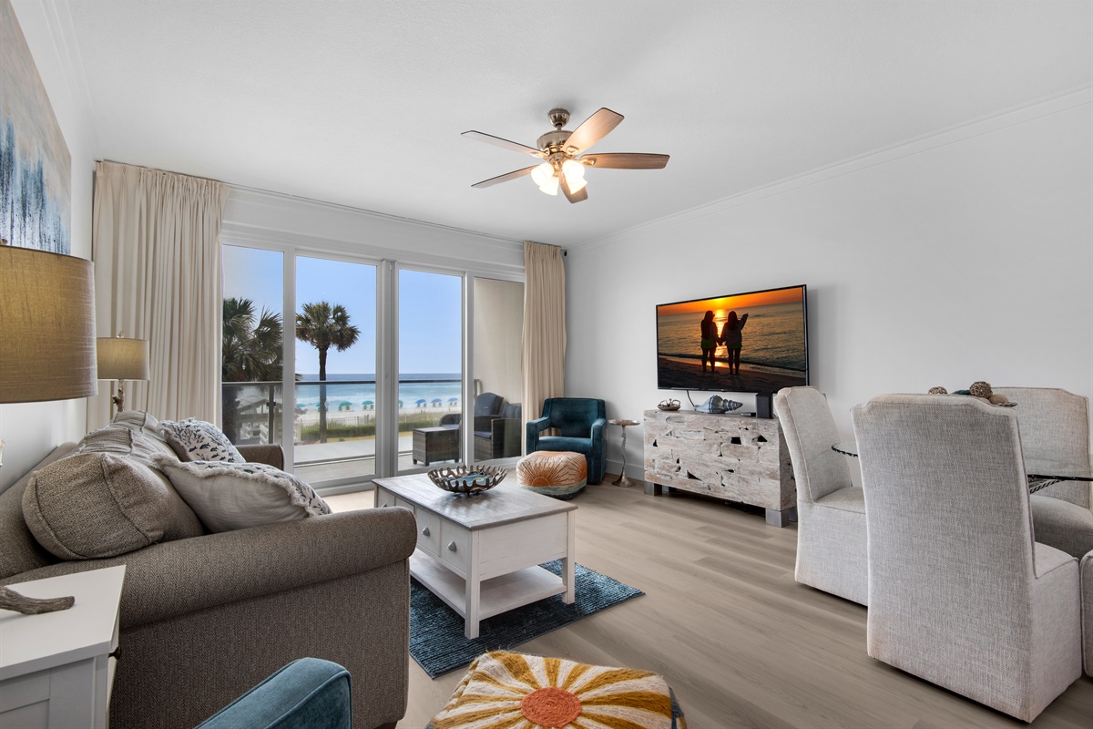 Living room with Gulf views