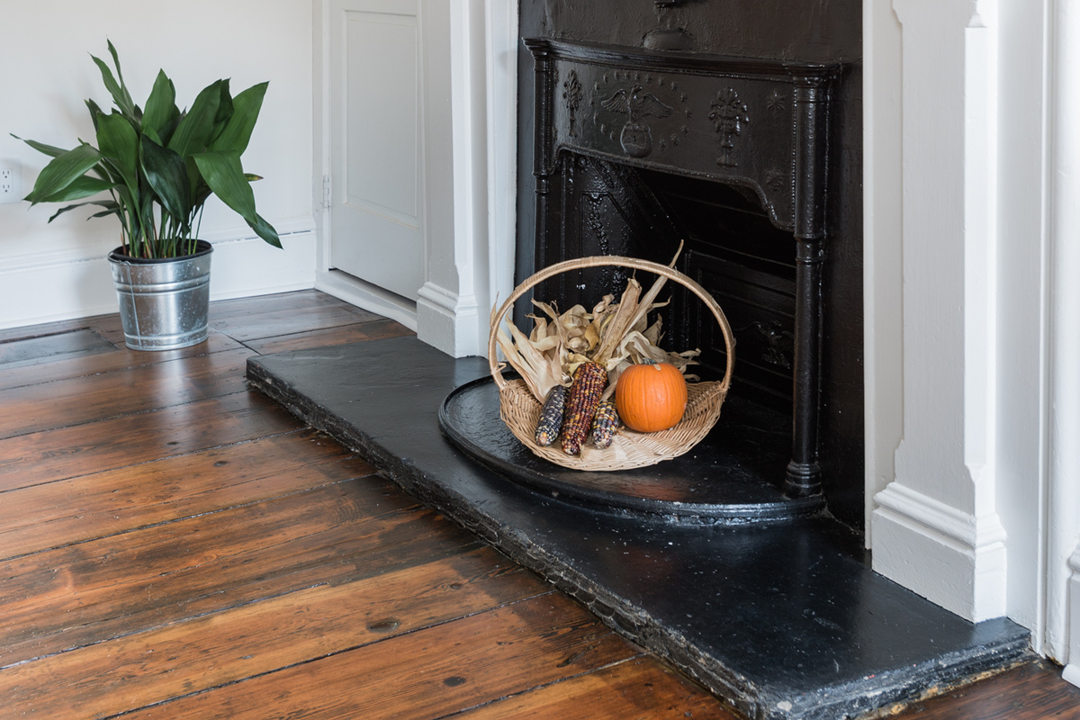 The living room hearth