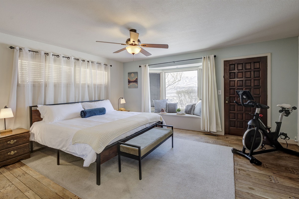 King bed in large bedroom