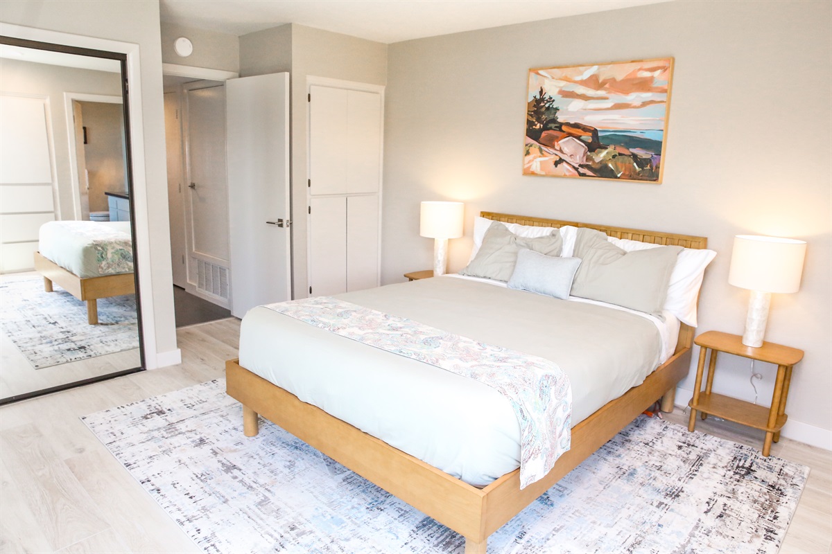 Pines by the sea ensuite bedroom with queen bed