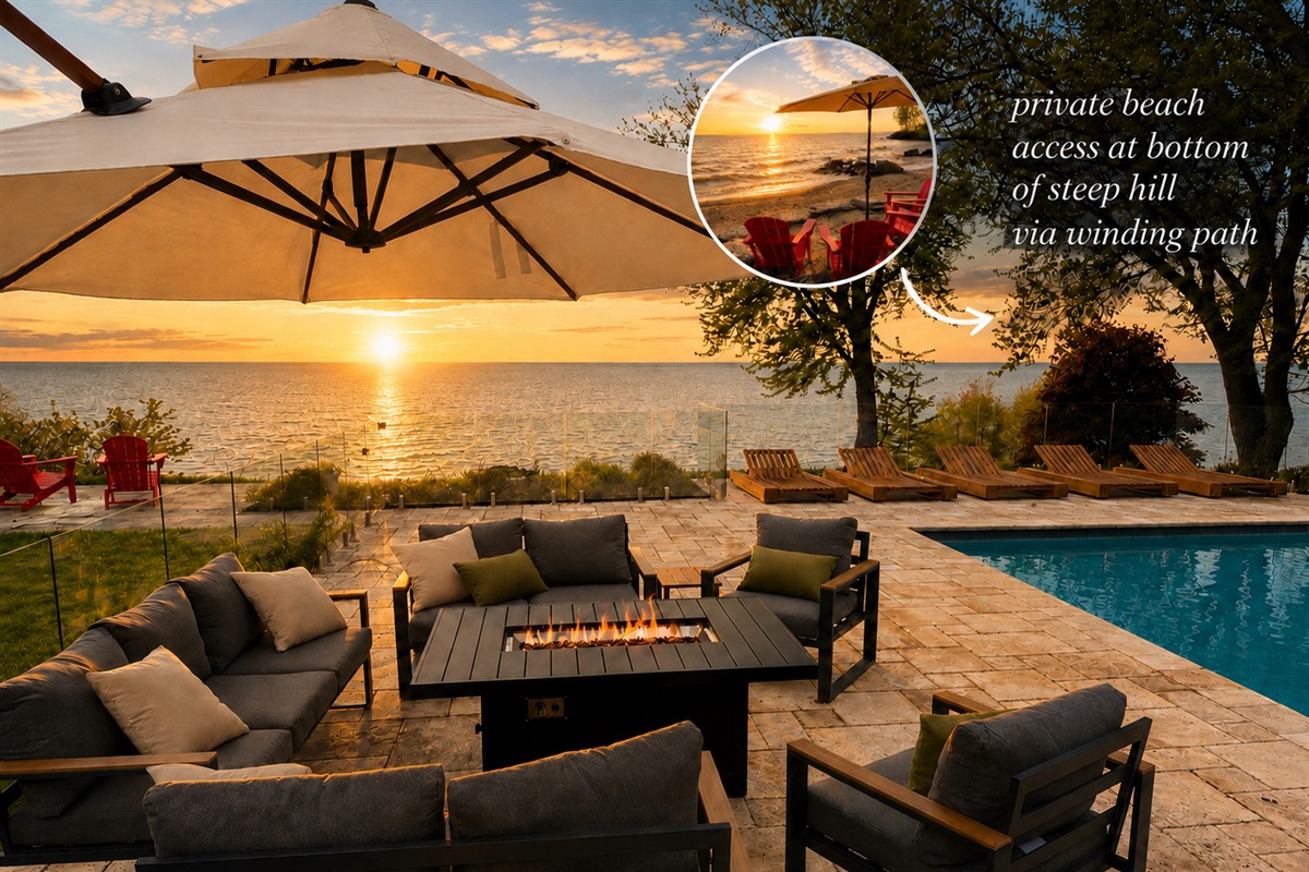 Enjoy private beach access at the bottom of the hill.