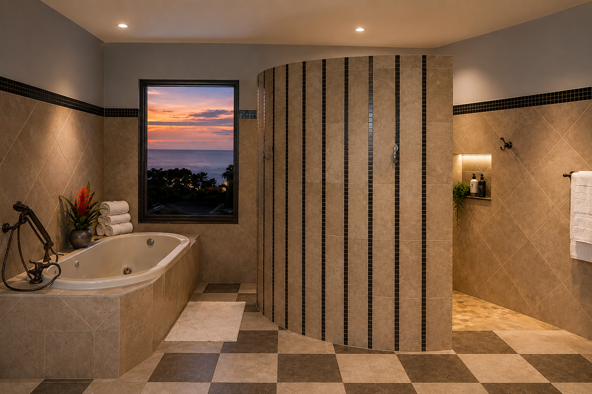 Suite 1 bath and rain shower