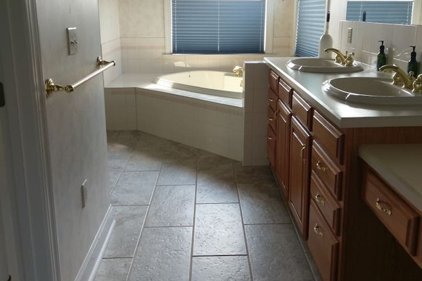 Upstairs master bath.  Shower.