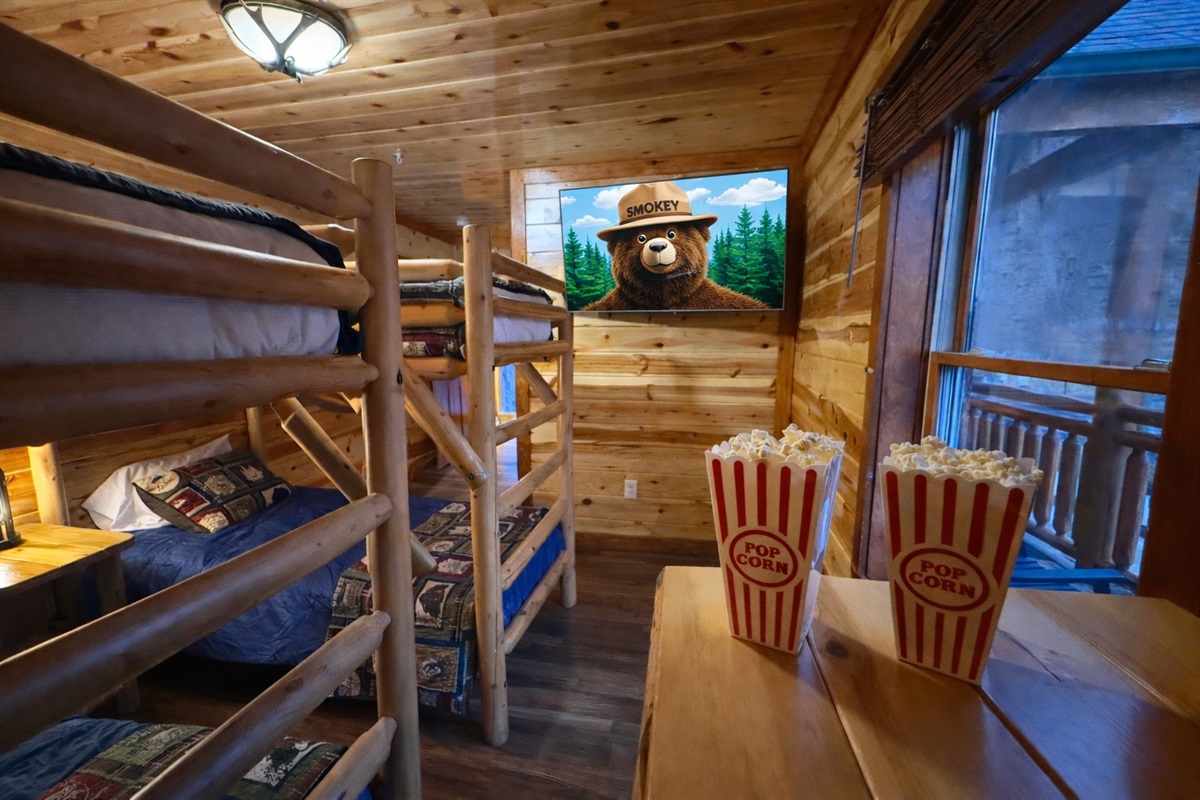 From bunk beds to big screen, this room sets the stage for the best movie nights.