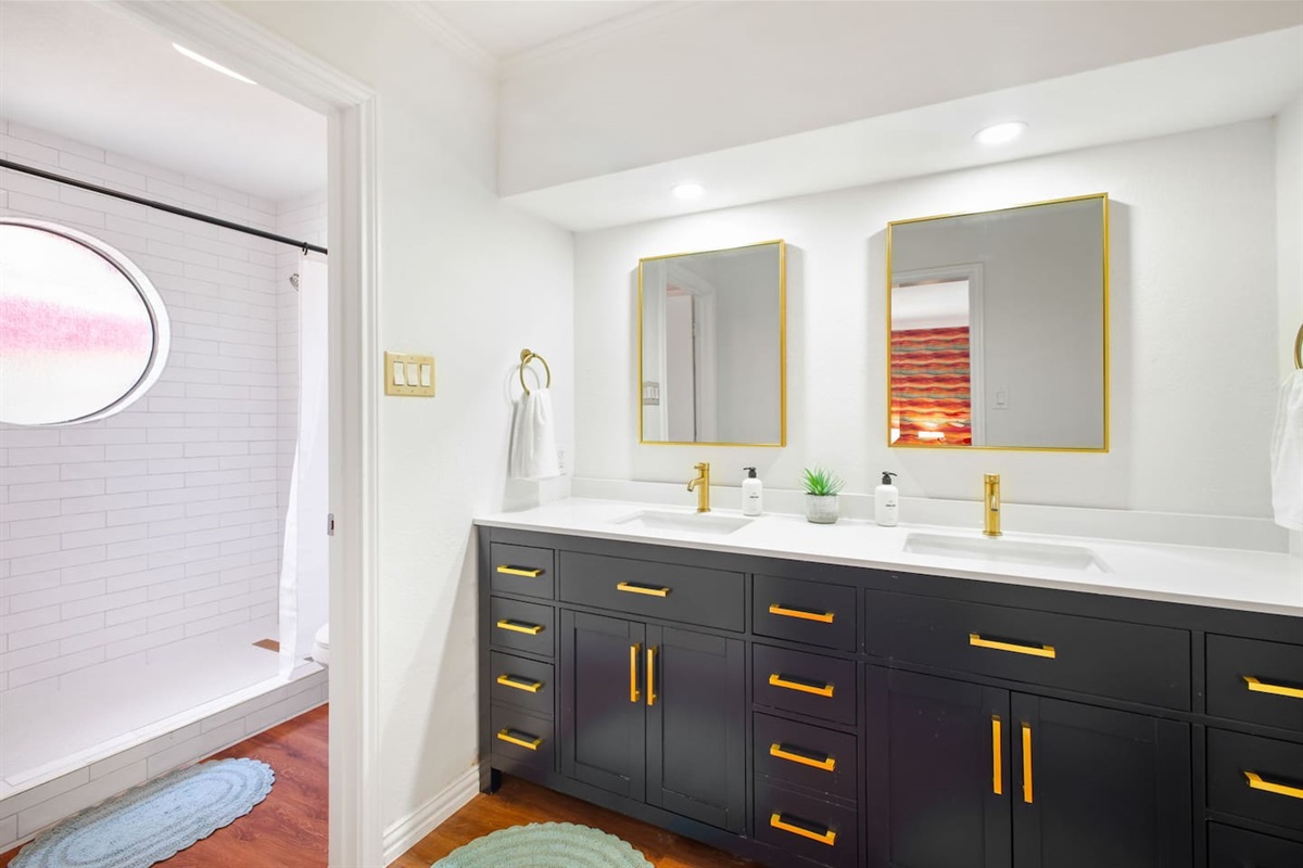  Spa-like ensuite with walk-in shower and double vanity.
