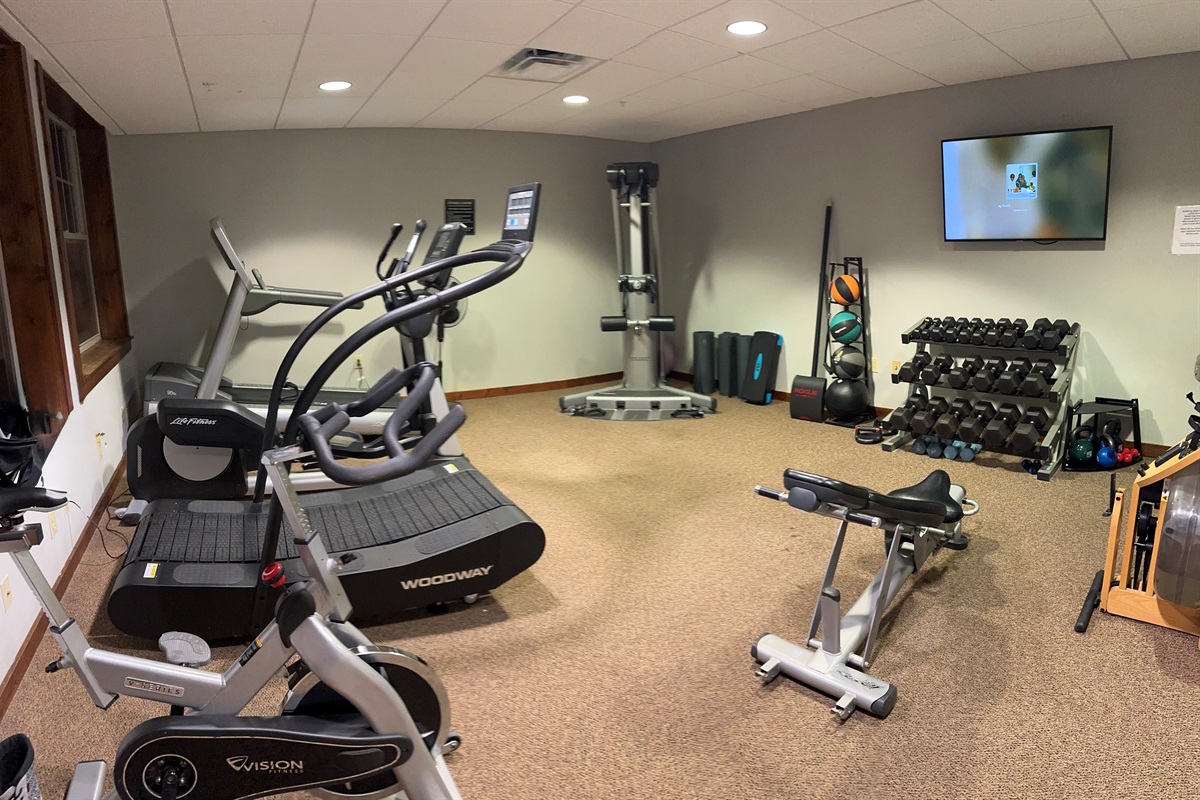 The Exercise Room is located on the ground floor by the entrance to the hot tubs