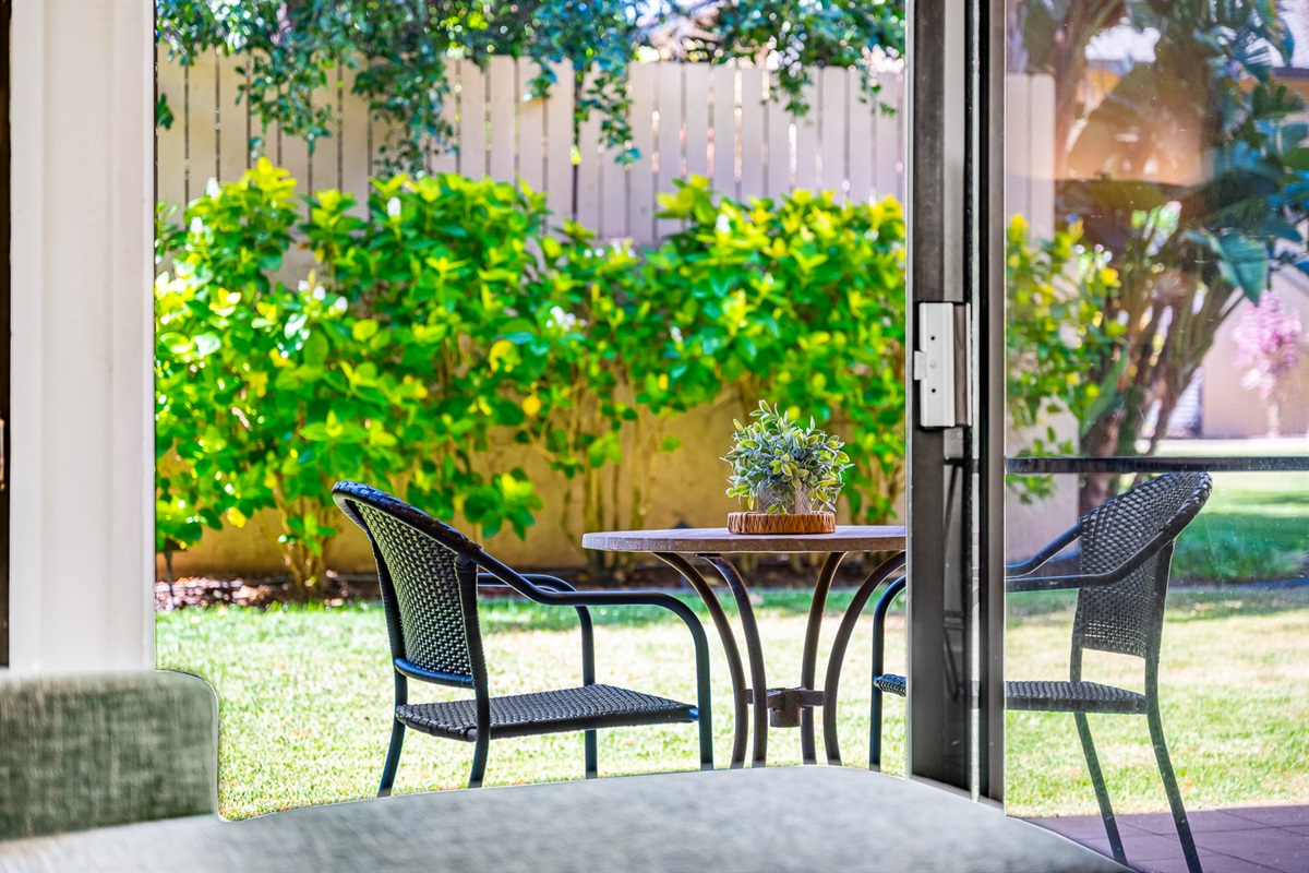 Private lanai to enjoy the breeze and bird songs