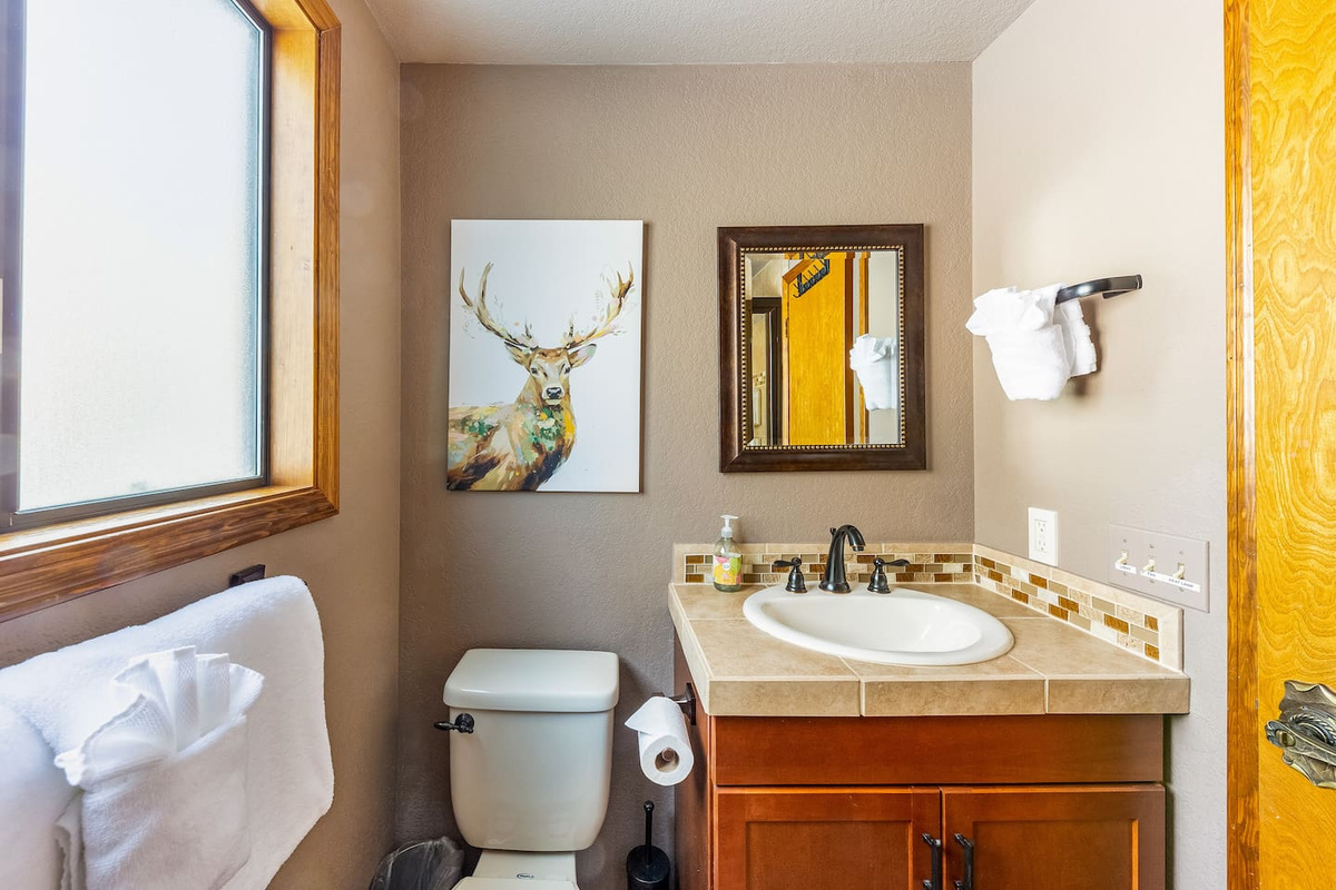 The third bathroom (w/ shower) is upstairs. 