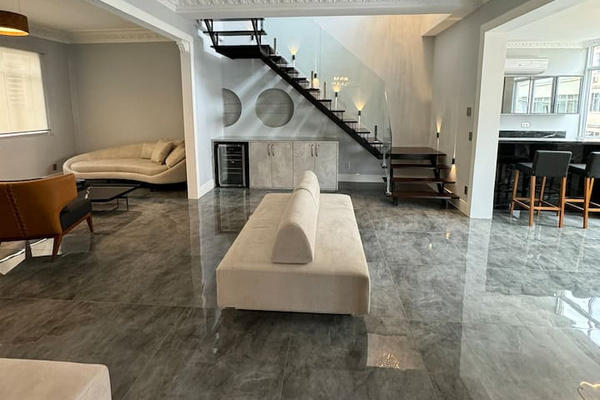 Ultra high ceilings in this modern renovation of a historic penthouse!