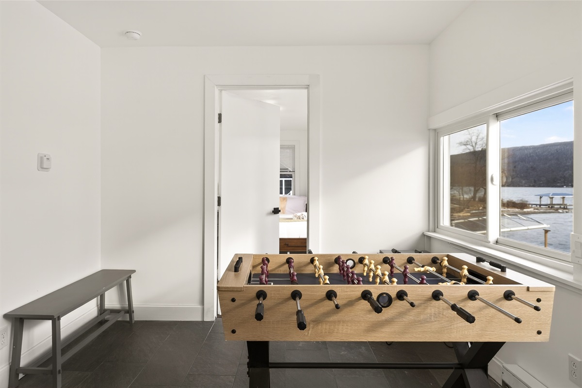 Entry level hall with Fooseball and Queen #2 entry