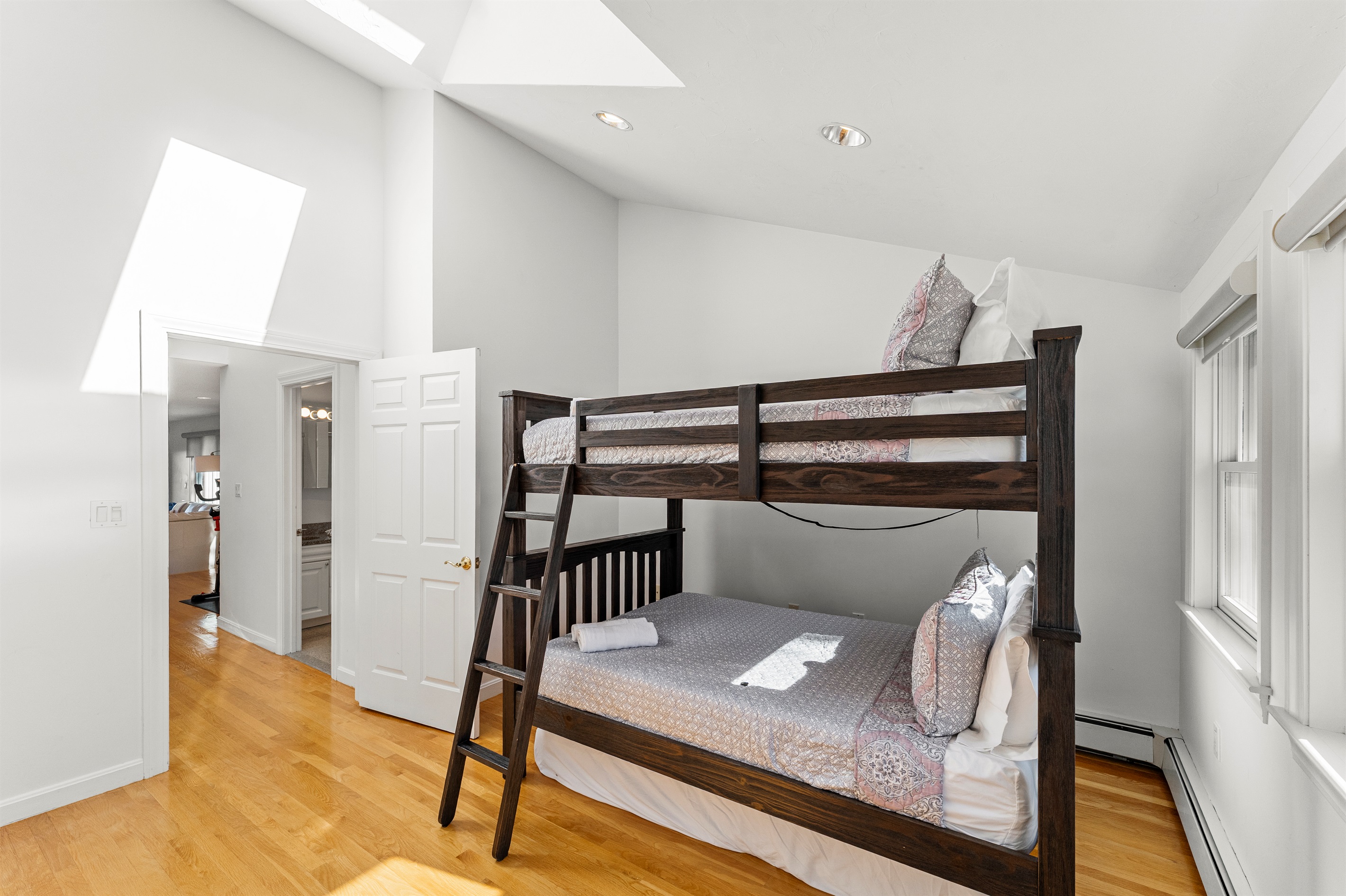 Kids will love the bunk bed in this playful bedroom.