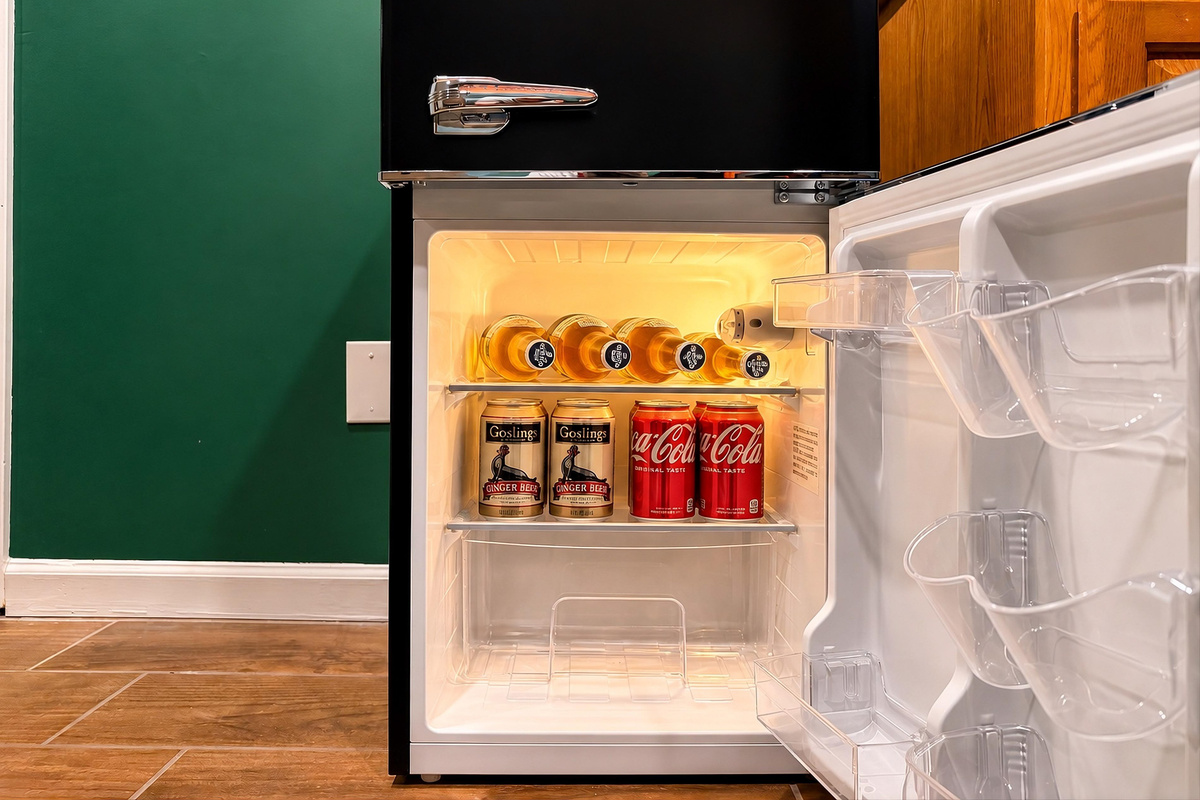 Mini-fridge in the game room!