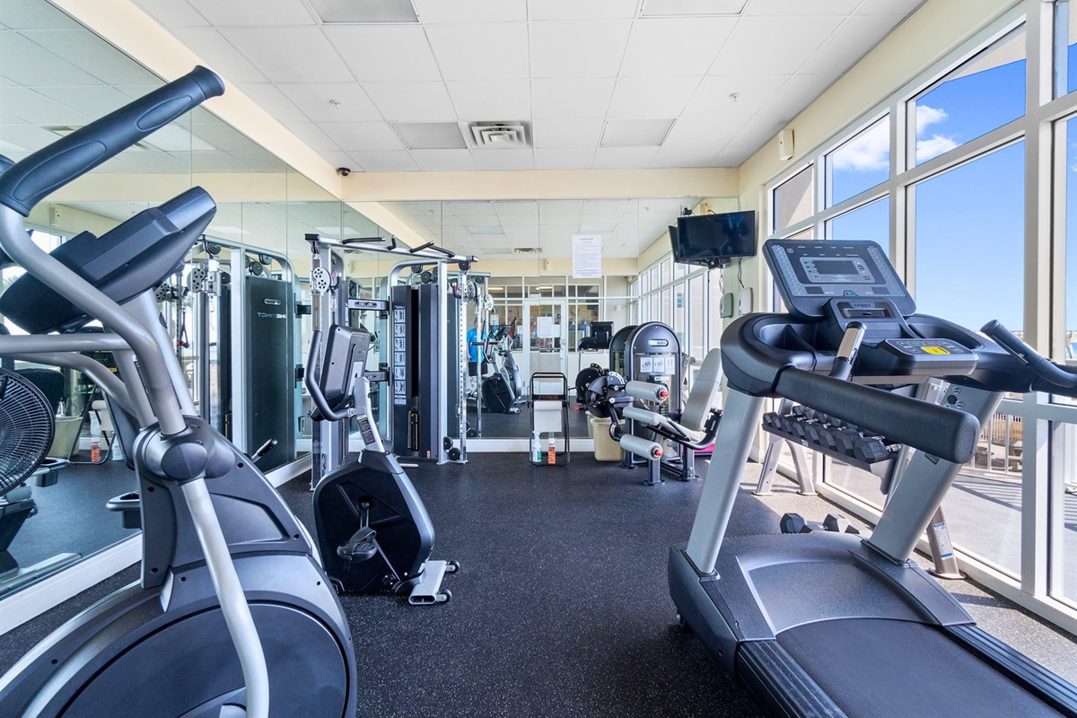 Staying active is easy with access to the community fitness center, complete with incredible Gulf views.