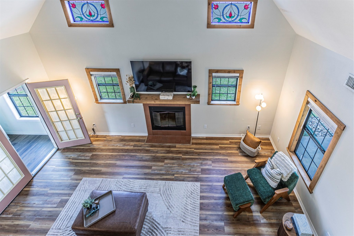 Living room from open loft