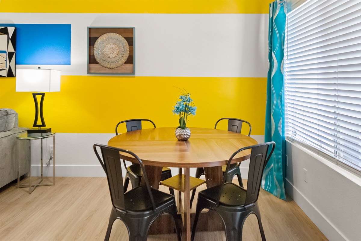 Beautiful dining area perfect for family meals and game nights